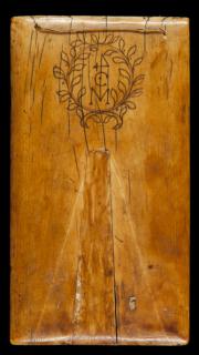 Wing, right (fragment of a diptych), 1 register, 1 arch across, band of rosettes (plaquette; décor de roses); reused as a pax (baiser de paix) (Back)