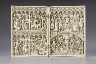 Diptych, 2 registers, 8 arches across and 1 arch across (frise d'arcatures; colonnettes) (Front)