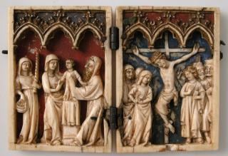 Diptych, 1 register, 3 arches across (frise d'arcatures; plaquettes) (Front)