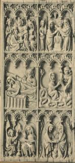 Diptych, 3 registers, 6 arches across (frise d'arcatures; colonnettes) (Front)