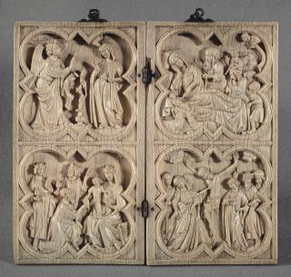 Diptych, 2 registers, with quatrefoils (quatre-feuilles) (Front)