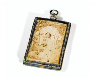Panel (probably wing, left; fragment of a diptych), 1 register, 1 arch across (plaquette; frise d'arcatures) (Back)