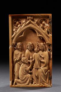 Diptych, 1 register, 1 arch across (plaquettes) (Wing, left, front)