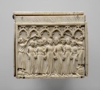 Casket with arches and quatrefoils (coffret; quatre-feuilles; frise d'arcatures) (End, right)