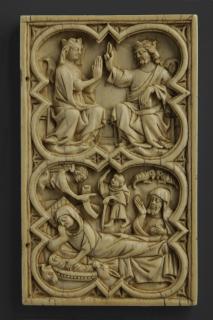 Wing, right (fragment of a diptych), 2 registers, with quatrefoils (quatre-feuilles) (Front)