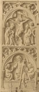Diptych, 2 registers, 1 arch across (colonnettes) (Wing, left)