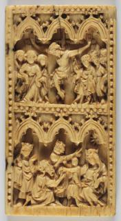 Wing, right (fragment of a diptych), 2 registers, 3 arches across (frise d'arcatures) (Front)