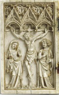 Diptych, 1 register, 3 arches across (frise d'arcatures; plaquettes) (Wing, left)