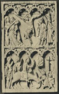 Wing, right (fragment of a diptych), 2 registers, 4 arches across (frise d'arcatures) (Front)