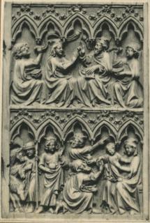 Wing, right (fragment of a diptych), 2 registers, 5 arches across (frise d'arcatures) (Front)