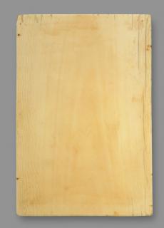 Wing, left (part of a diptych), 1 register, 1 arch across, bands of rosettes (plaquette; décor de roses) (Back)