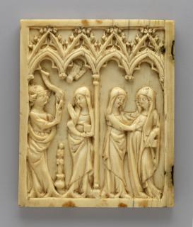 Wing, left (fragment of diptych), 1 register, 4 arches across (plaquette; frise d'arcatures; colonnette) (Front)