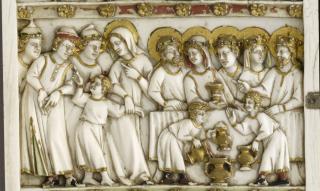 Diptych, 3 registers, bands of rosettes (décor de roses) (Detail)