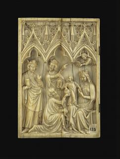Wing, left (fragment of a diptych), 1 register, 3 arches across (plaquette; frise d'arcatures) (Front)