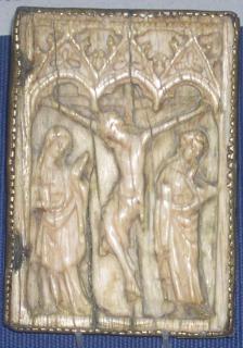 Wing, right (fragment of a diptych), 1 register, 3 arches across (frise d'arcatures; plaquette); reused as a pax (baiser de paix) (Front)