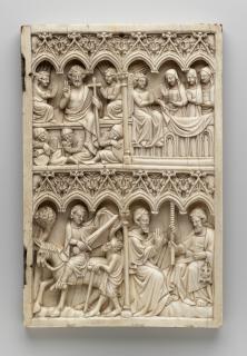 Wing, right (part of a diptych), 2 registers, 6 arches across (frise d'arcatures, colonnettes) (Front)