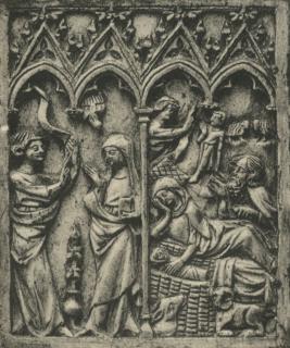 Diptych, 1 register, 4 arches across (plaquettes; frise d'arcatures; colonnettes) (Wing, left)