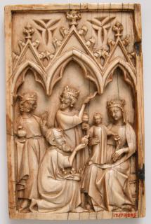 Wing, left (fragment of a diptych), 1 register, 3 arches across (plaquette; frise d'arcatures) (Front)