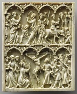 Wing, left (fragment of a diptych), 2 registers, 4 arches across (frise d'arcatures) (Front)
