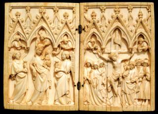 Diptych, 1 register, 3 arches across (frise d'arcatures; plaquettes) (Front)
