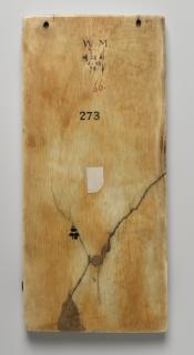 Panel (fragment of a polyptych), 1 register, 1 arch across, bands of rosettes (plaquette; décor de roses) (Back)