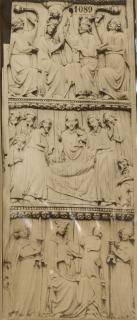 Wing, right (part of a diptych), 3 registers, bands of rosettes (décor de roses) (Front)