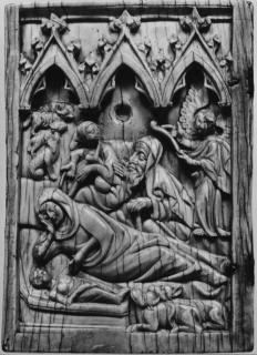Wing, left (fragment of a diptych), 1 register, 3 arches across (plaquette; frise d'arcatures) (Front)