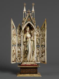 Gabled polyptych (tabernacle; frise d'arcatures; colonnettes) (Front, open)