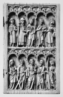 Wing, right (fragment of a diptych), 2 registers, 5 arches across (frise d'arcatures) (Front)