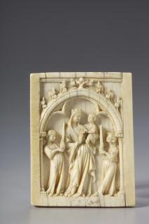 Wing, left (fragment of a diptych), 1 register, 1 arch across (plaquette; colonnettes) (Front)