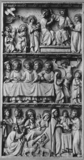 Diptych, 3 registers, bands of rosettes (décor de roses) (Front)