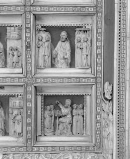 Reliefs (appliqués; fragments); used in an altarpiece known as the Oratory of the Duchesses of Burgundy (Oratoire des Duchesses de Bourgogne) (Detail, registers 5 and 6)