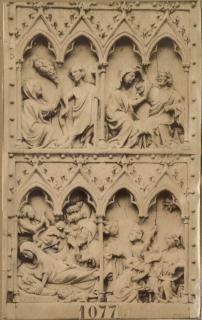 Wing, right (part of a diptych), 2 registers, 4 arches across (frise d'arcatures; colonnettes) (Front)