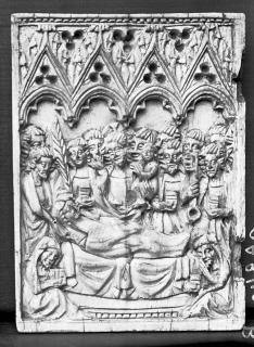 Wing, left (fragment of a diptych), 1 register, 4 arches across (plaquette; frise d'arcatures) (Front)