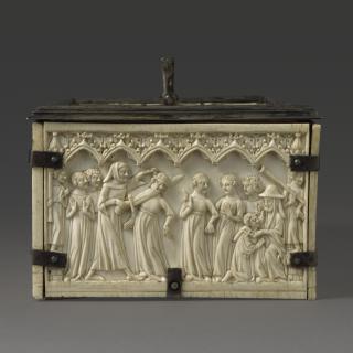 Casket, with arches, quatrefoils, rosettes (coffret; frise d'arcatures; quatre-feuilles) (End, right)