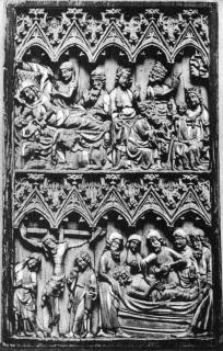 Wing, right (fragment of a diptych), 2 registers, 5 arches across (frise d'arcatures) (Front)