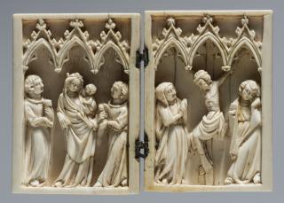 Diptych, 1 register, 3 arches across (plaquettes;  frise d'arcatures) (Front)