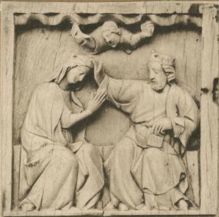 Wing, left (fragment of a diptych; upper register), 1 register (plaquettes) (Front)