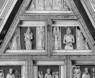 Reliefs (appliqués; fragments); used in an altarpiece known as the Oratory of the Duchesses of Burgundy (Oratoire des Duchesses de Bourgogne) (Detail, register 2)