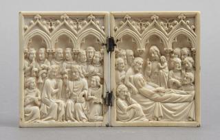 Diptych, 1 register, 3 arches across (frise d'arcatures; plaquettes) (Front)