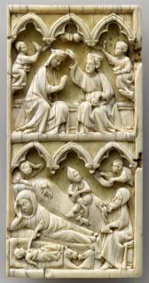 Wing, left (fragment of a diptych), 2 registers, 3 arches across (frise d'arcatures) (Front)