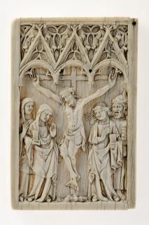 Panel (fragment of a painter's box?), 1 register, 3 arches across (plaquette; frise d'arcatures; boîte) (Front)