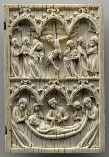 Wing, right (fragment of a diptych), 2 registers, 3 arches across (frise d'arcatures) (Front)