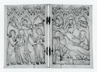 Diptych, 1 register, 3 arches across (frise d'arcatures; plaquettes) (Front)