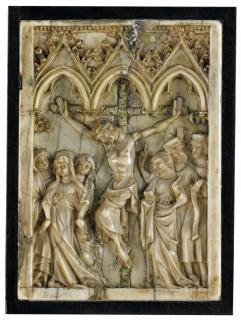Wing, right (fragment of a diptych), 1 register, 3 arches across (plaquette; frise d'arcatures) (Front)