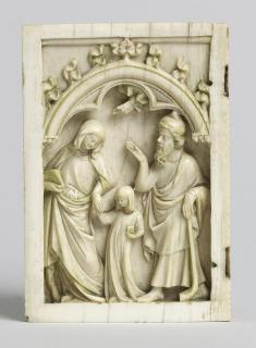 Wing, left (fragment of a diptych), 1 register, 1 arch across (plaquette) (Front)