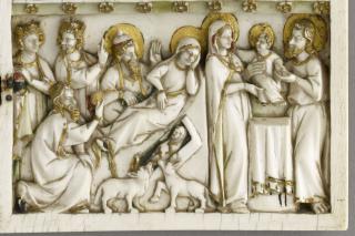 Diptych, 3 registers, bands of rosettes (décor de roses) (Detail)