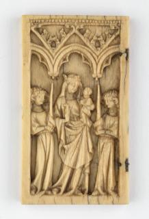 Wing, left (fragment of a diptych), 1 register, 1 full and 2 half arches across (plaquette; frise d'arcatures) (Front)