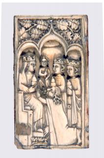 Wing, left (fragment of a diptych), 1 register, 3 arches across (plaquette) (Front)
