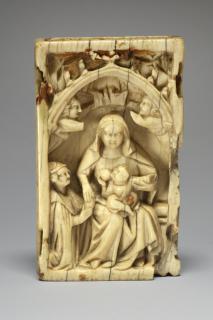 Double-sided panel (fragment of a triptych; centre panel), 1 register, 1 arch across (plaquette) (Side 1)